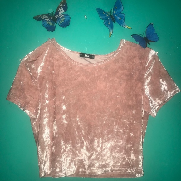 Pink Velvet slim fit crop tee - Picture 2 of 7